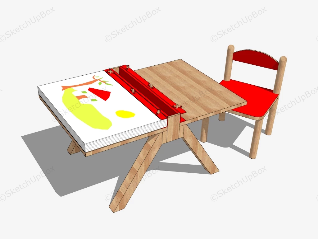 Kids Art Table And Chair Set sketchup model preview - SketchupBox