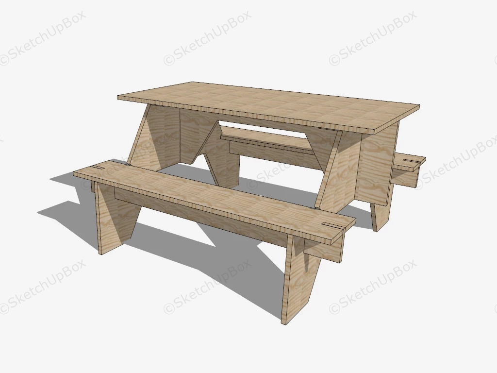 Wooden Picnic Table sketchup model preview - SketchupBox