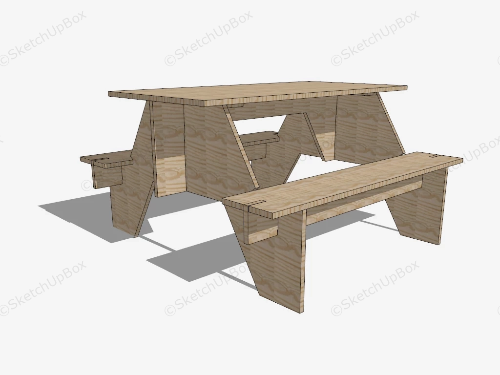 Wooden Picnic Table sketchup model preview - SketchupBox