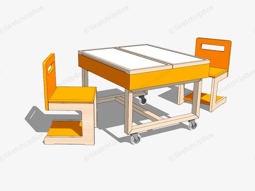 Kids Play Table And Chairs sketchup model preview - SketchupBox