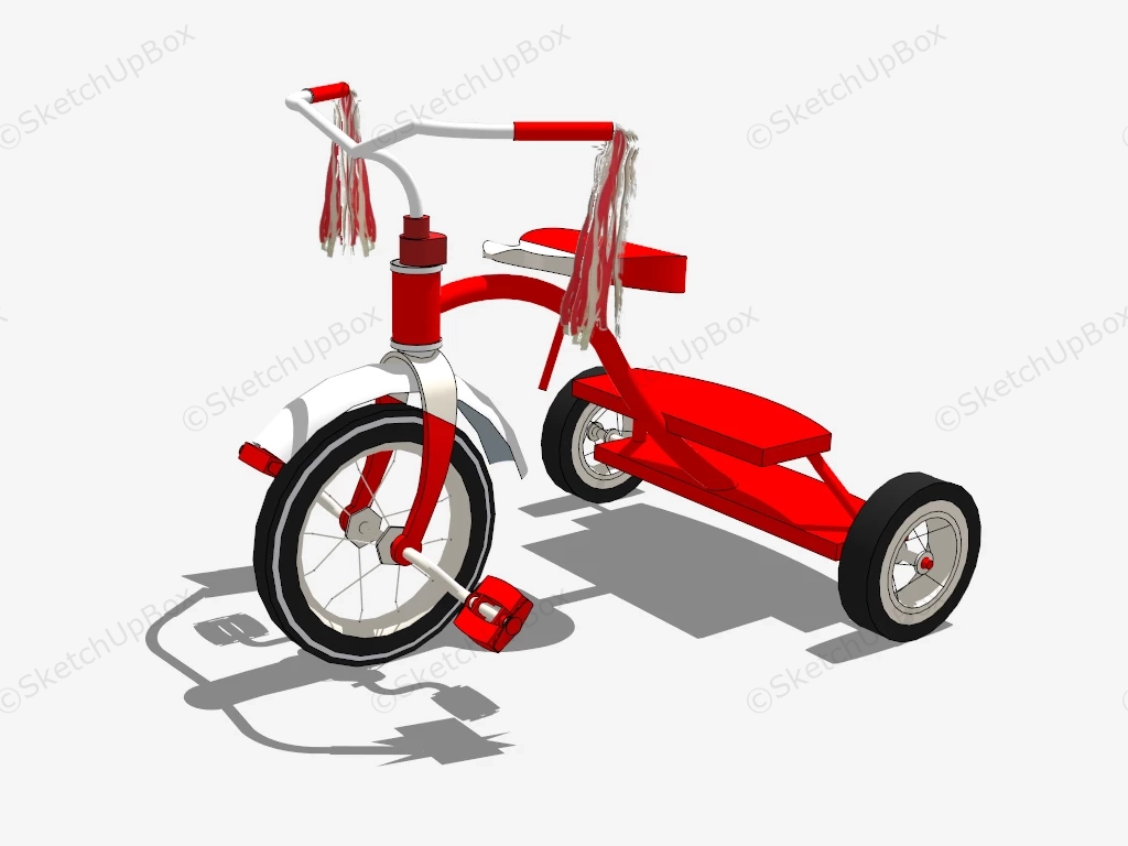 Red Classic Tricycle sketchup model preview - SketchupBox