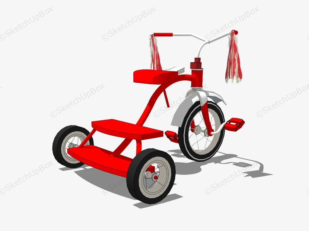 Red Classic Tricycle sketchup model preview - SketchupBox