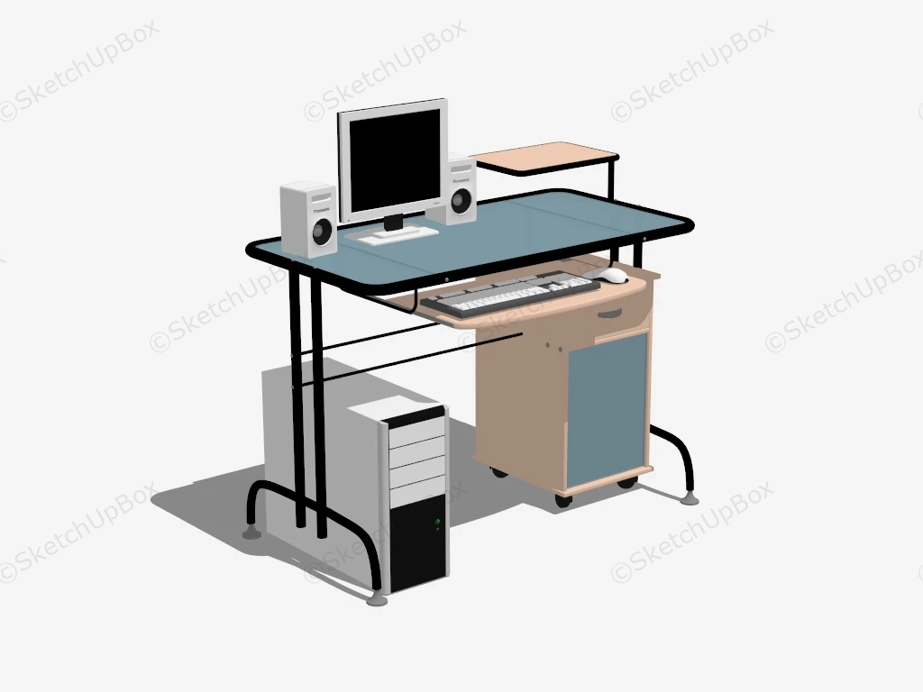 Home Office Furniture Computer Desk sketchup model preview - SketchupBox