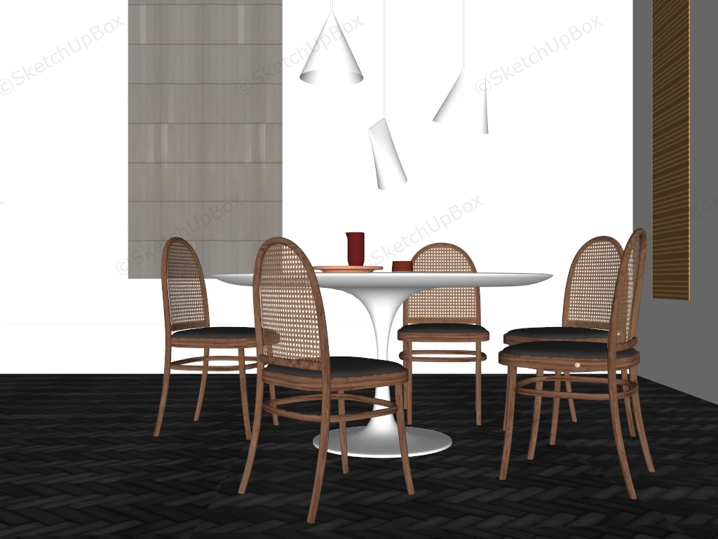 Round Casual Dining Table Set sketchup model preview - SketchupBox
