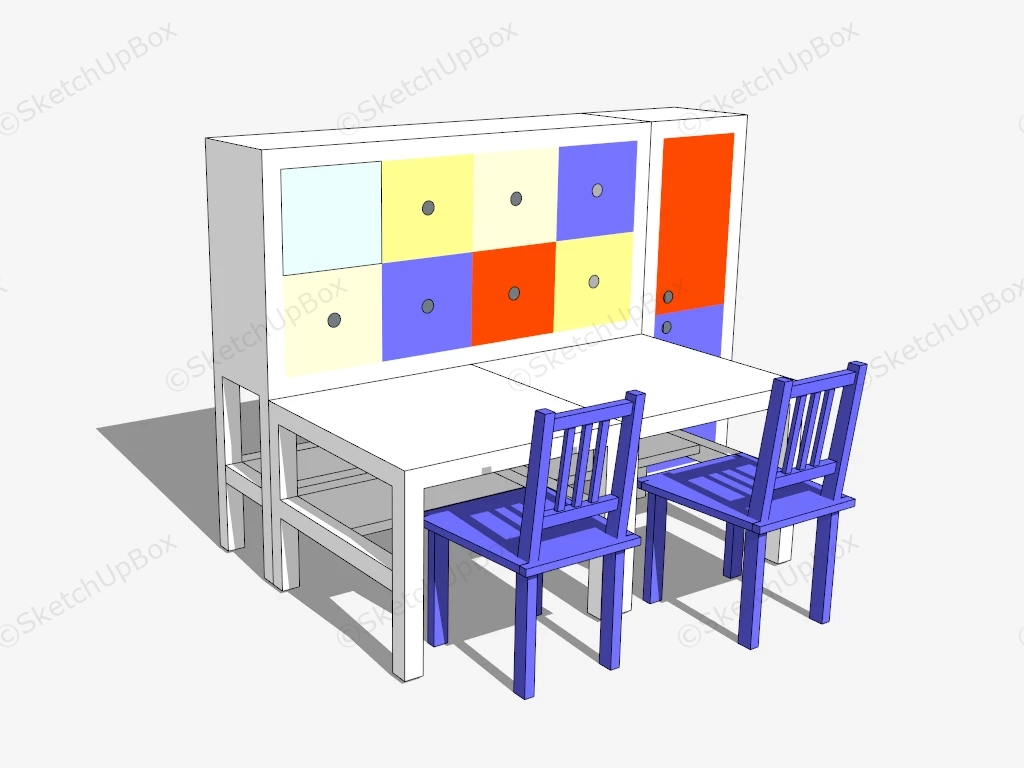 Kids Craft Table With Storage sketchup model preview - SketchupBox