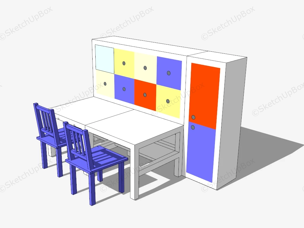 Kids Craft Table With Storage sketchup model preview - SketchupBox