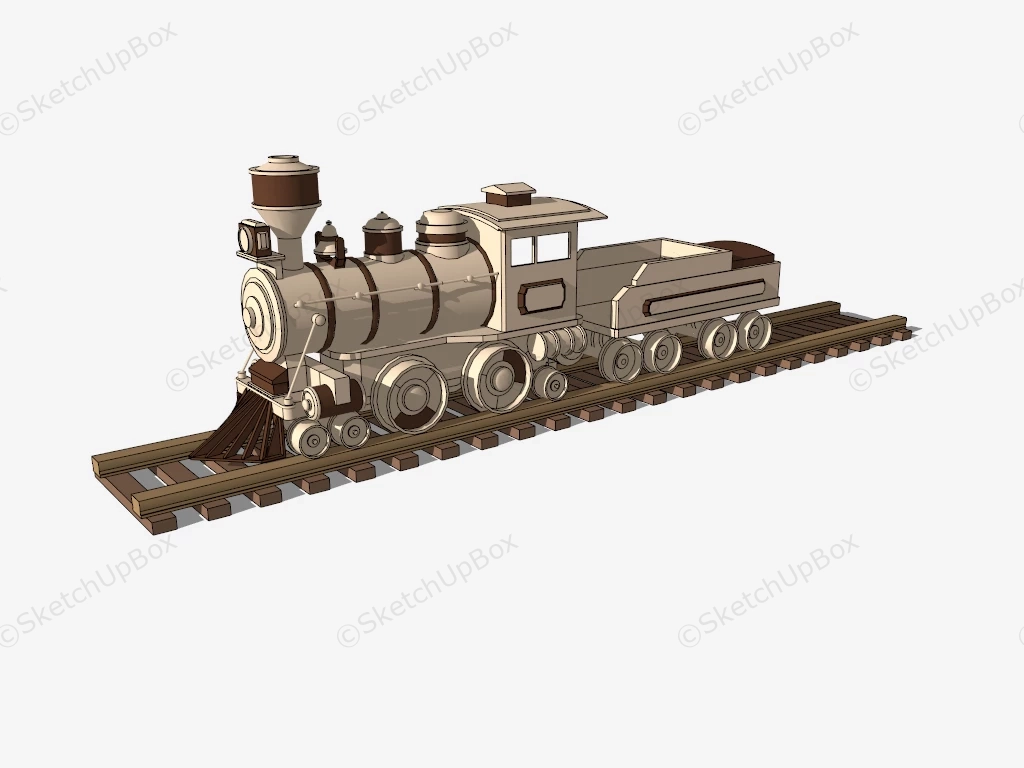 Wooden Toy Locomotive sketchup model preview - SketchupBox