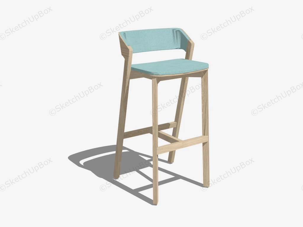 Wooden Kitchen Stool With Back sketchup model preview - SketchupBox
