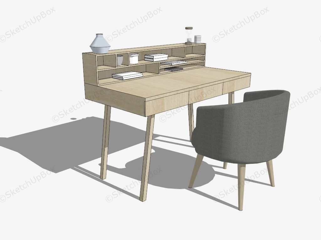 Home Office Desk And Chair Set sketchup model preview - SketchupBox