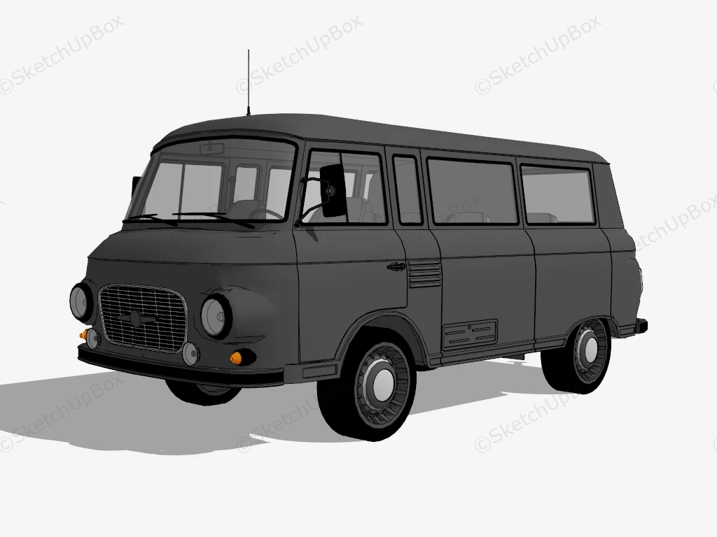 Barkas B 1000 Minibus sketchup model preview - SketchupBox
