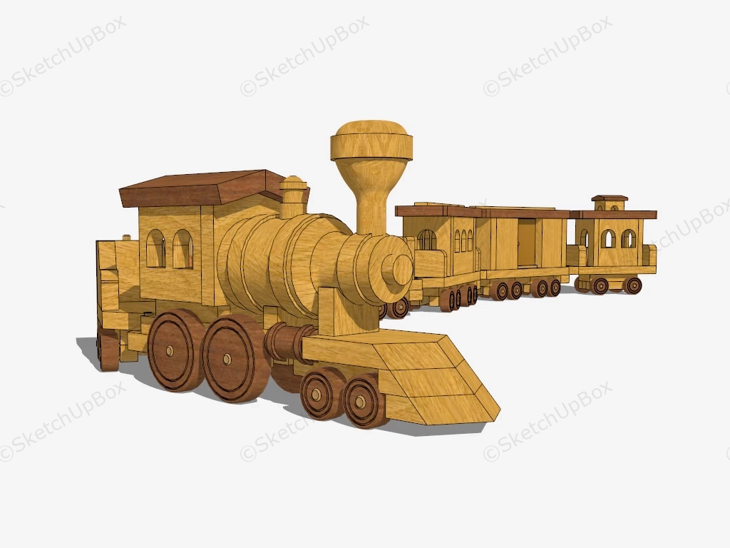 Wood Toy Train Set sketchup model preview - SketchupBox