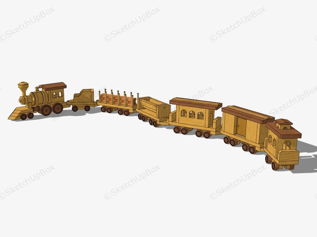 Wood Toy Train Set sketchup model preview - SketchupBox