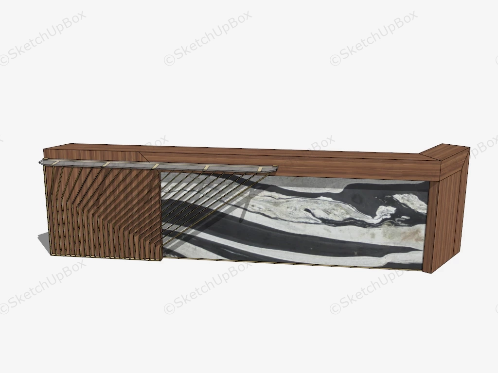 Marble And Wood Reception Desk sketchup model preview - SketchupBox