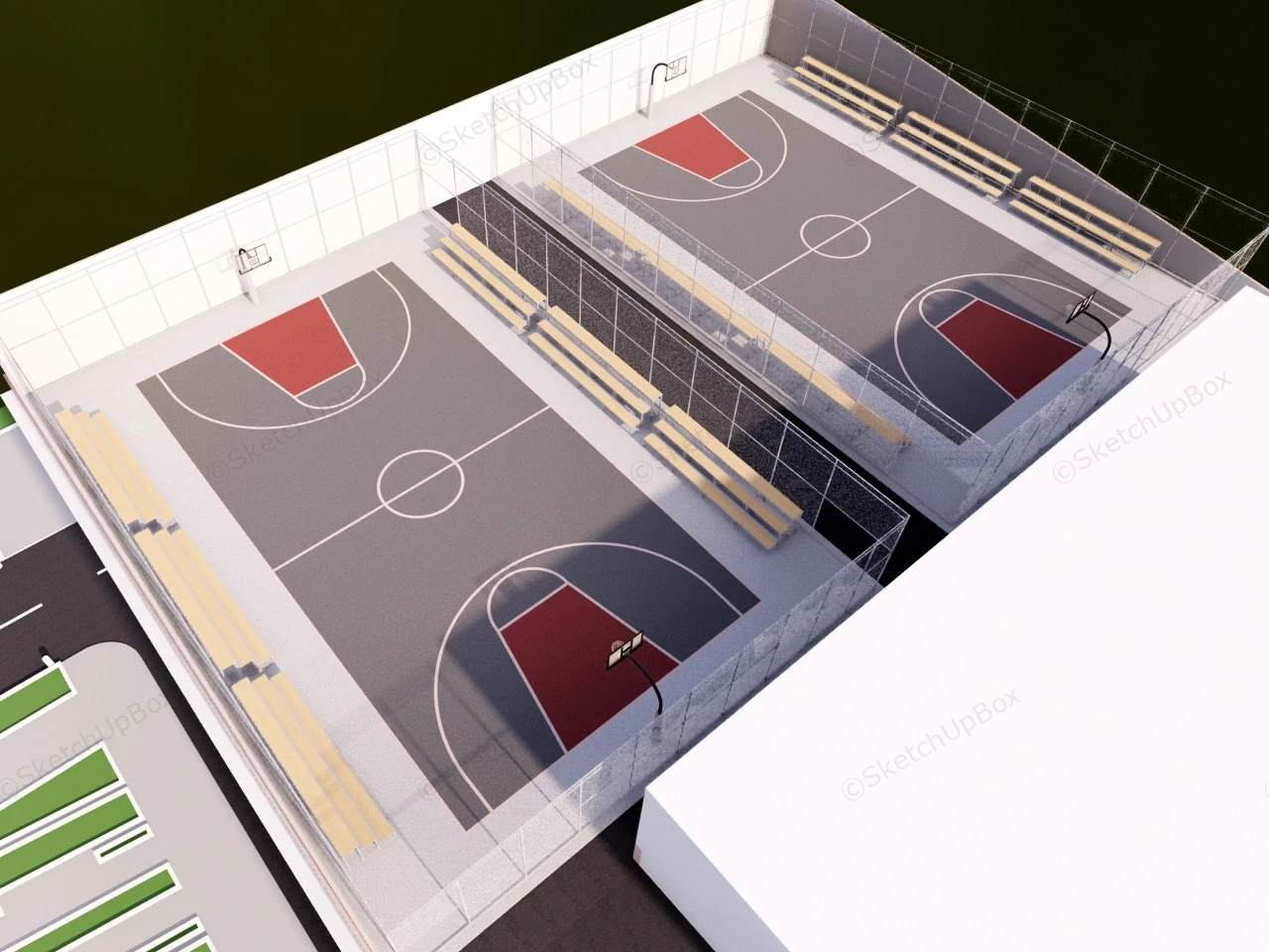 Rooftop Basketball Court And Soccer Field sketchup model preview - SketchupBox