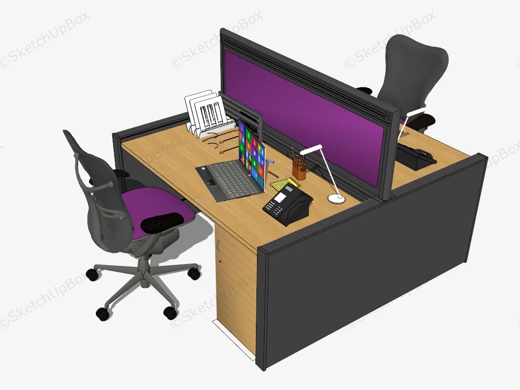 Office Desk With Partition Wall sketchup model preview - SketchupBox