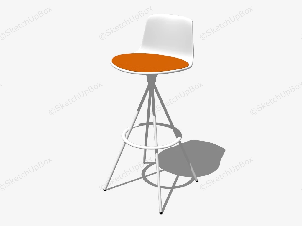 White Round Bar Stool With Back sketchup model preview - SketchupBox