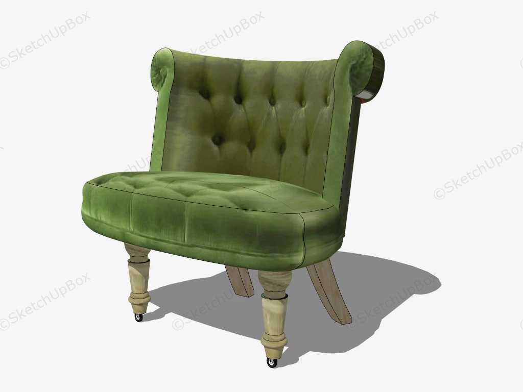 Tufted Wingback Chair sketchup model preview - SketchupBox
