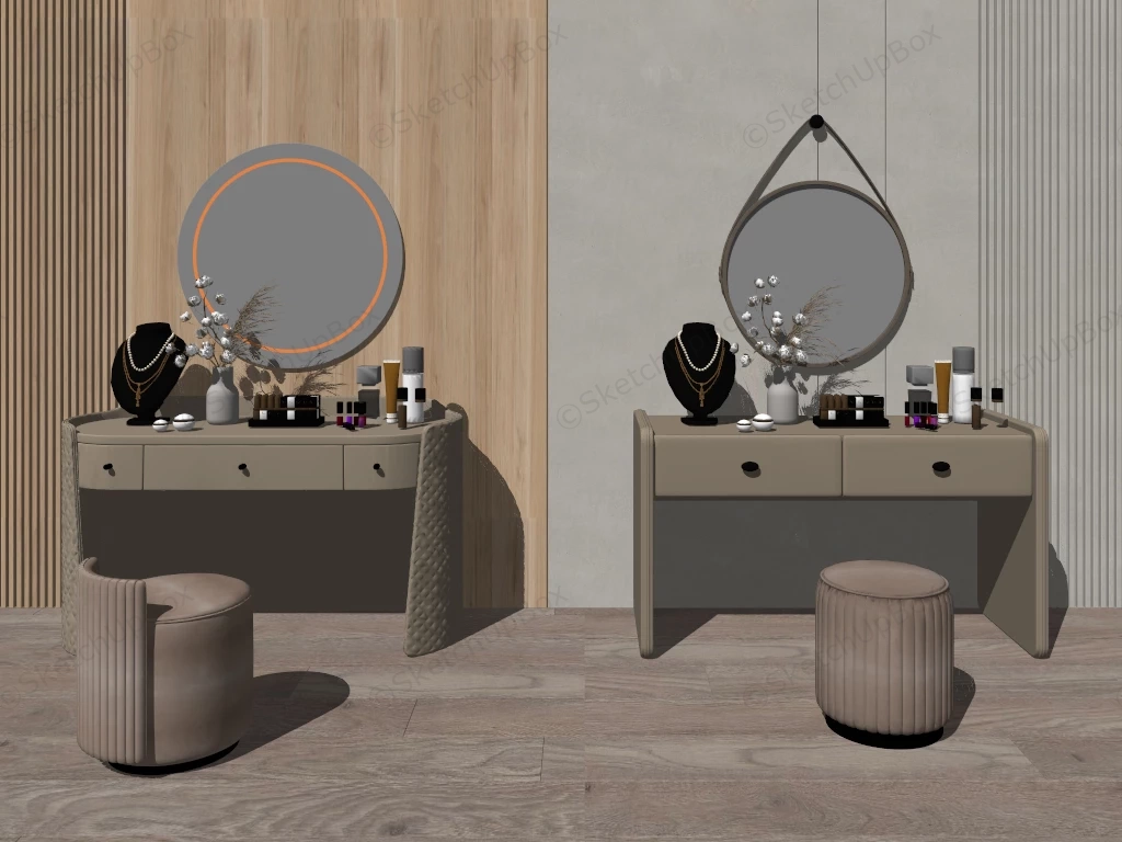 Dressing Tables With Mirror And Stool sketchup model preview - SketchupBox