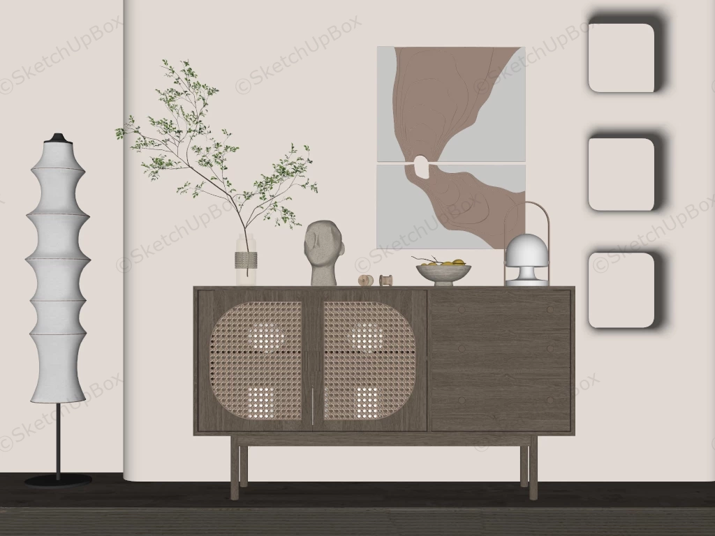 Wabi Sabi Style Accent Cabinet sketchup model preview - SketchupBox