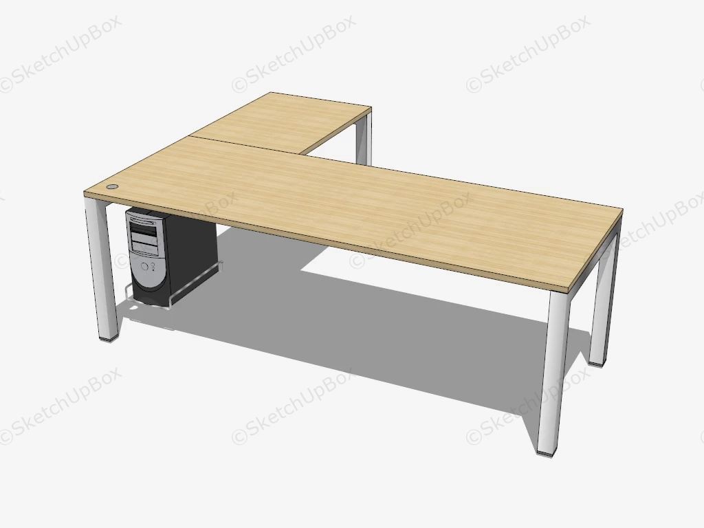 L Shaped Office Desk Corner Computer Desk sketchup model preview - SketchupBox