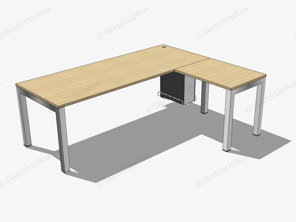 L Shaped Office Desk Corner Computer Desk sketchup model preview - SketchupBox