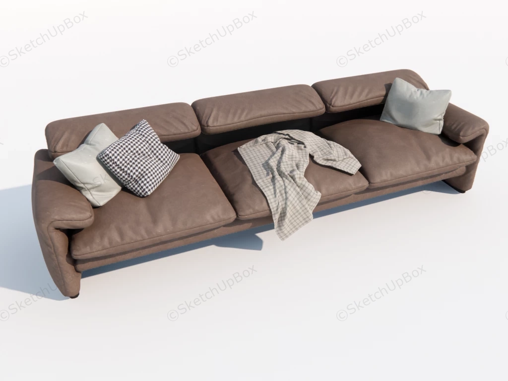Tan Leather Sectional Sofa sketchup model preview - SketchupBox