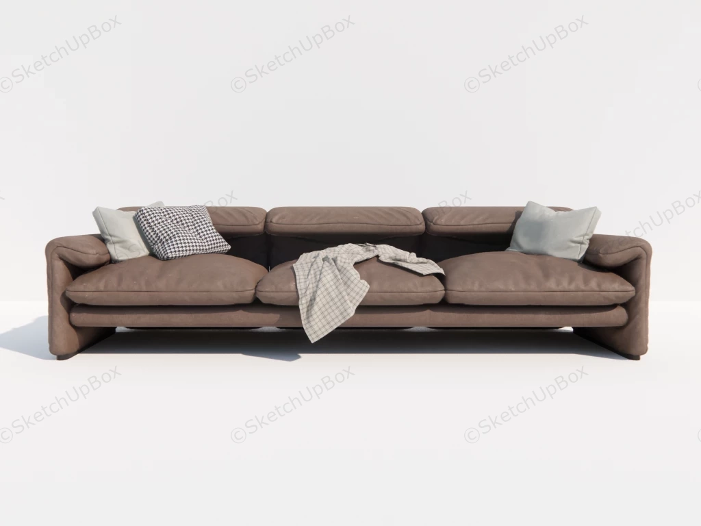 Tan Leather Sectional Sofa sketchup model preview - SketchupBox