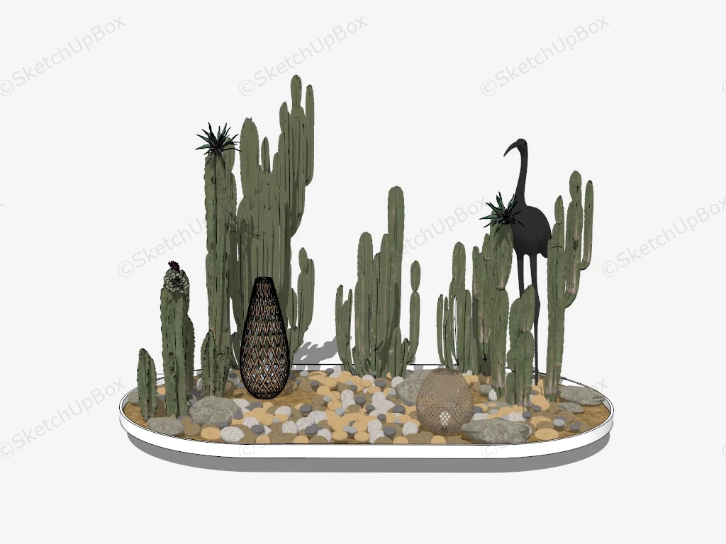 Backyard Cactus Garden Idea sketchup model preview - SketchupBox