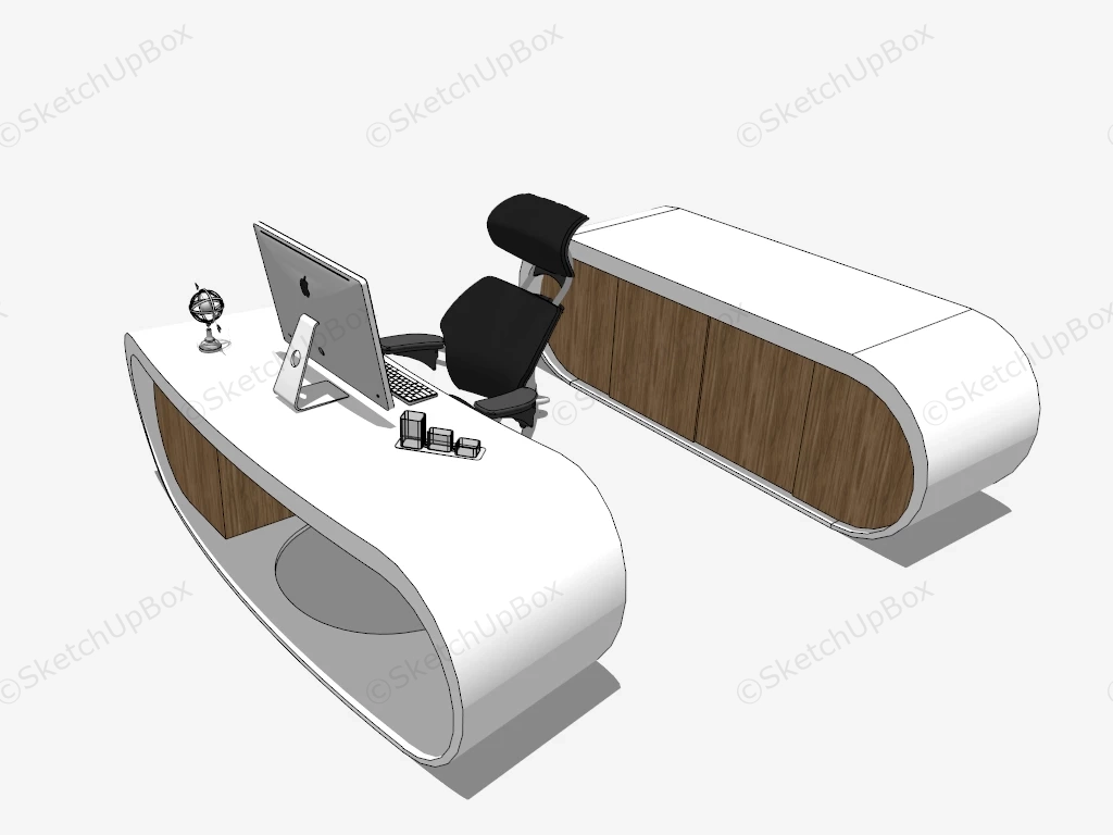 Modern White Goggle Desk sketchup model preview - SketchupBox