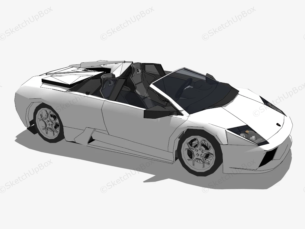 Lamborghini Murciélago Roadster White sketchup model preview - SketchupBox