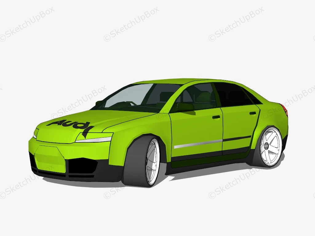 Audi RS3 Sedan Green sketchup model preview - SketchupBox