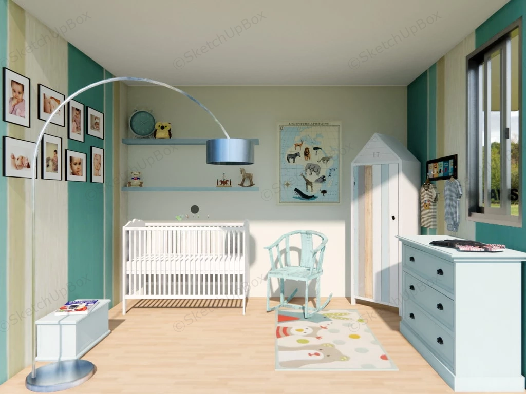 Baby Boy Nursery Room Idea sketchup model preview - SketchupBox