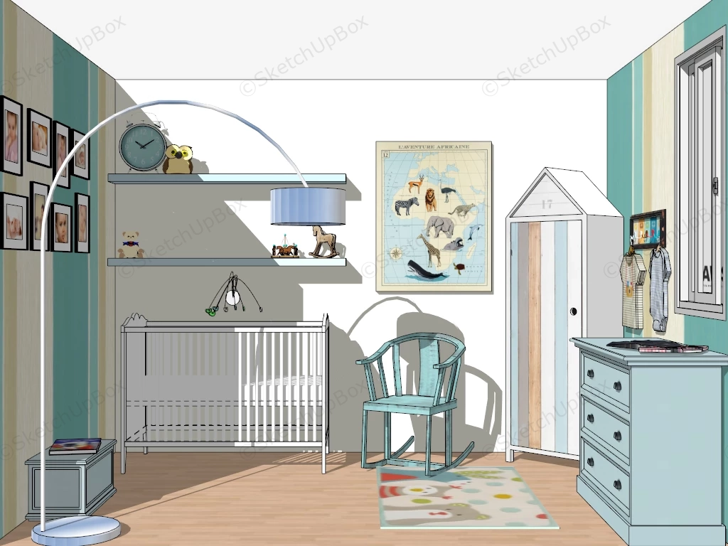 Baby Boy Nursery Room Idea sketchup model preview - SketchupBox