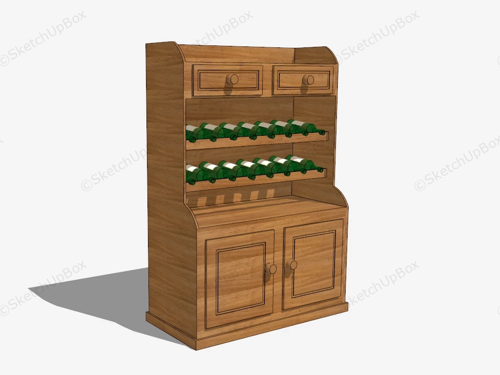 Wooden Wine Rack Cabinet sketchup model preview - SketchupBox
