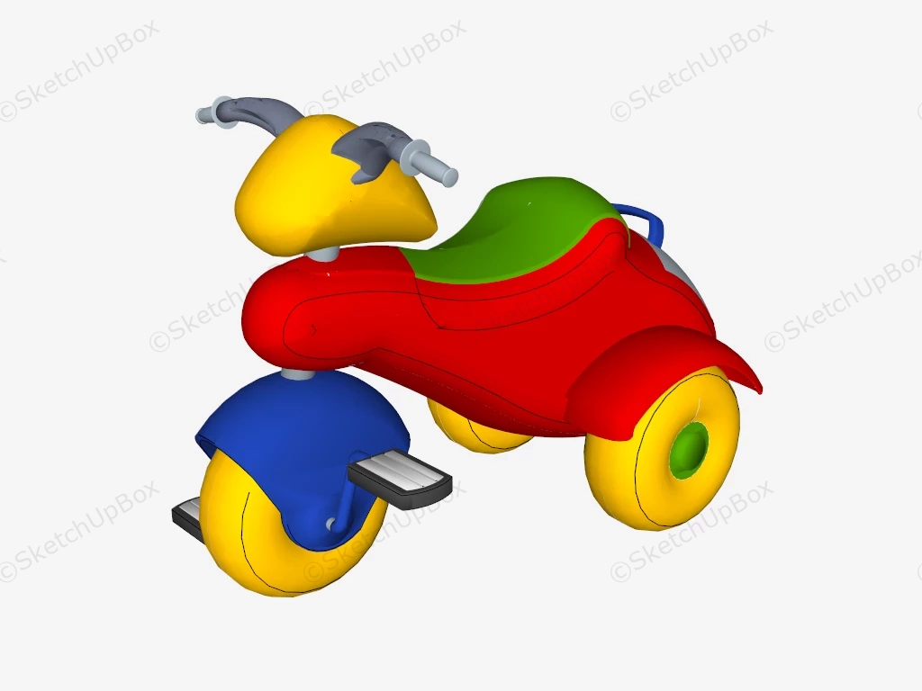 Plastic Toddler Tricycle sketchup model preview - SketchupBox