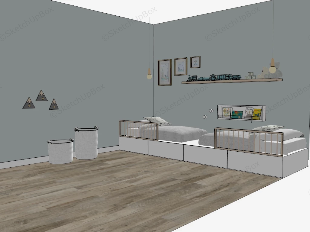 Space Saving Teen Bedroom Idea sketchup model preview - SketchupBox