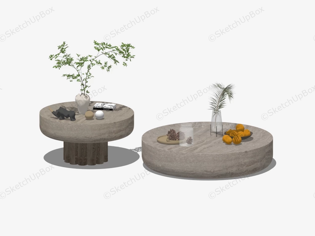 Stone Coffee Table Set sketchup model preview - SketchupBox