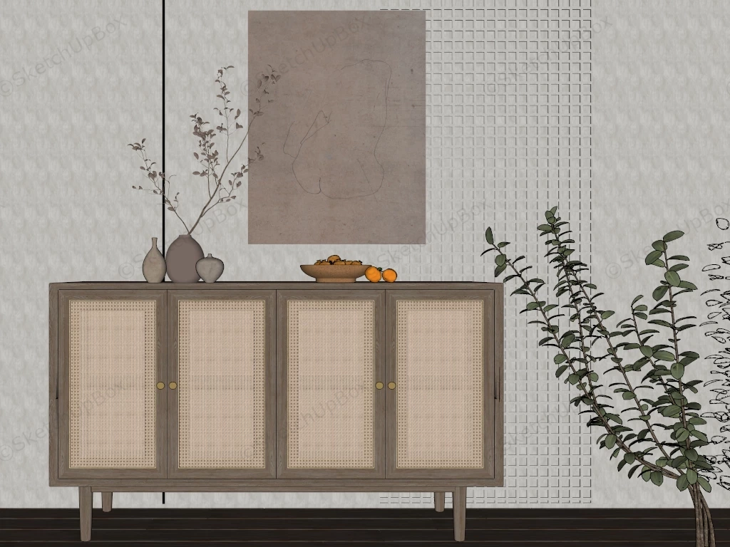 Dining Room Accent Wall And Sideboard sketchup model preview - SketchupBox