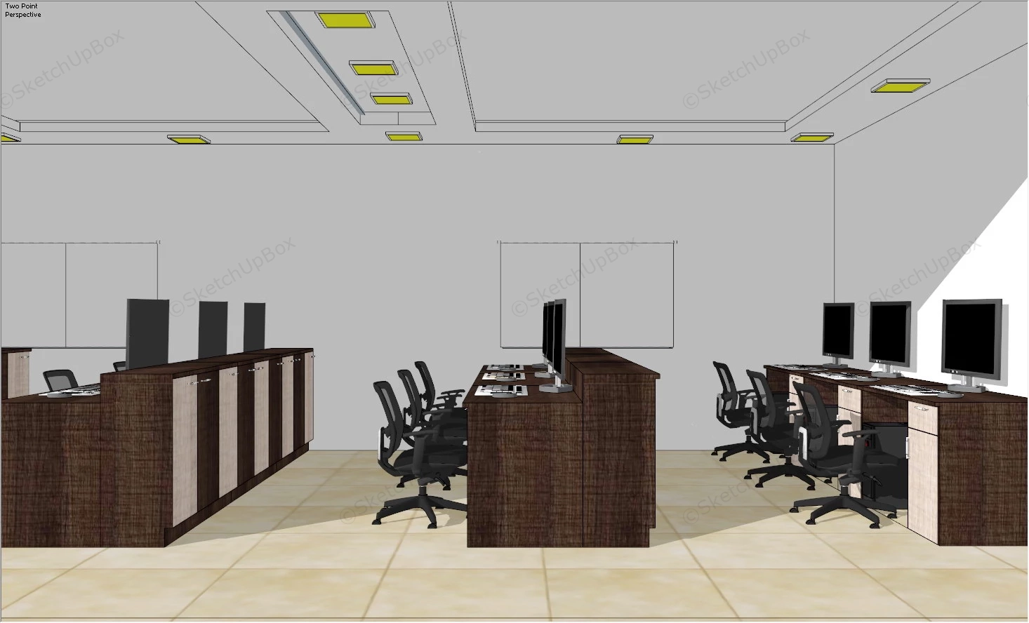 Traditional Office Space Design Idea sketchup model preview - SketchupBox