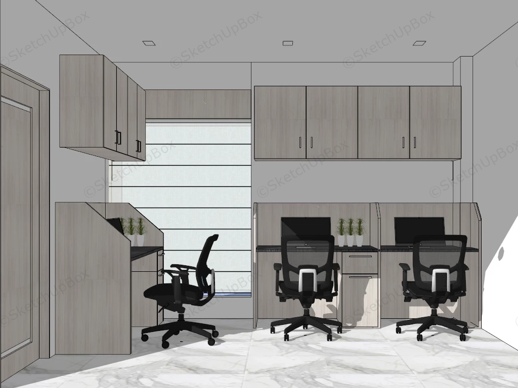 Small Space Office Design Layout sketchup model preview - SketchupBox