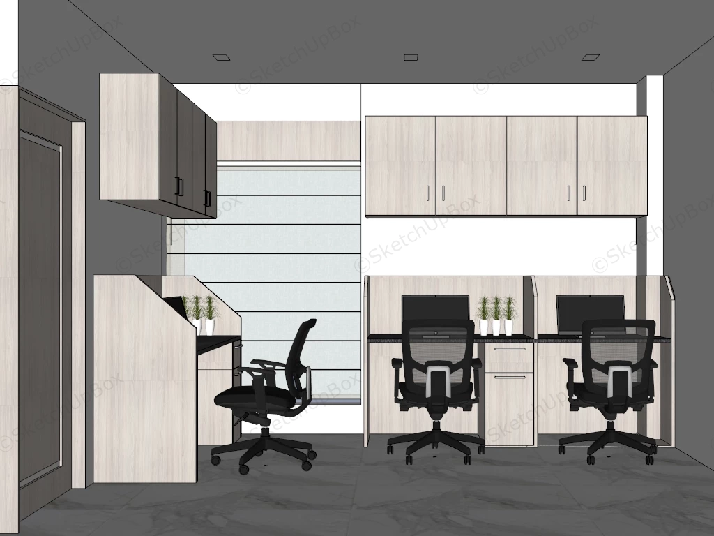 Small Space Office Design Layout sketchup model preview - SketchupBox