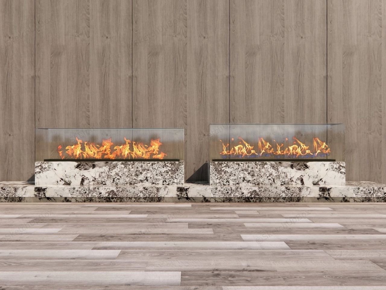 Modern Electric Fireplace sketchup model preview - SketchupBox