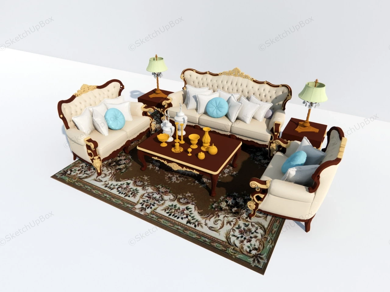Victorian Living Room Furniture Set sketchup model preview - SketchupBox