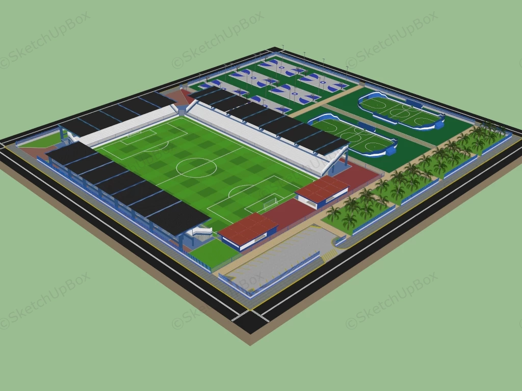 Soccer Field & Basketball Courts sketchup model preview - SketchupBox