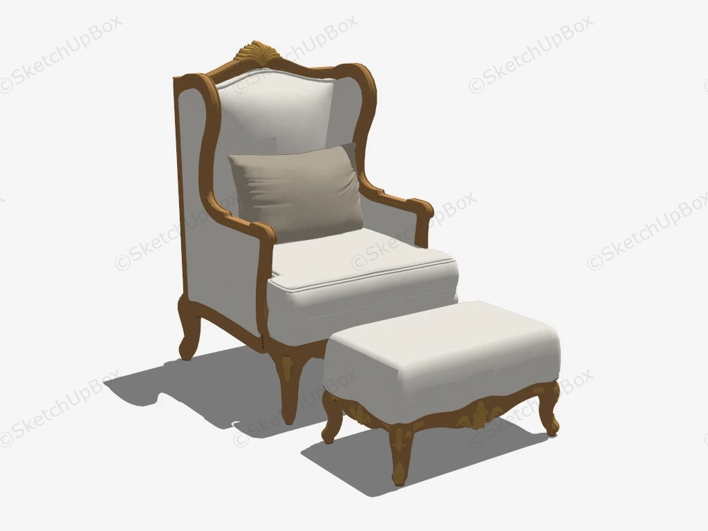Accent Chair And Ottoman Set sketchup model preview - SketchupBox
