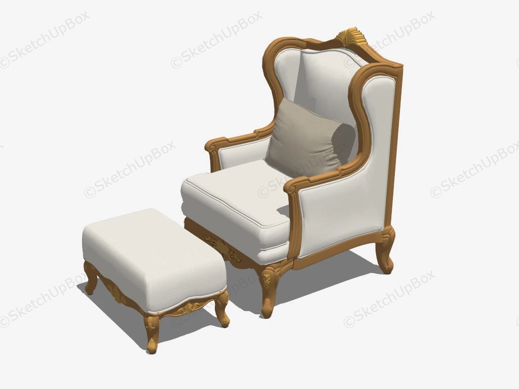 Accent Chair And Ottoman Set sketchup model preview - SketchupBox
