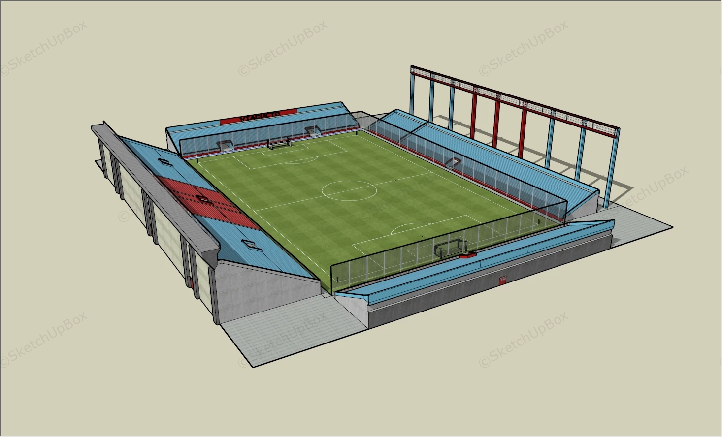 Soccer Field Stadium sketchup model preview - SketchupBox
