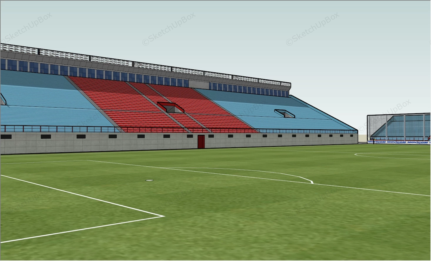 Soccer Field Stadium sketchup model preview - SketchupBox