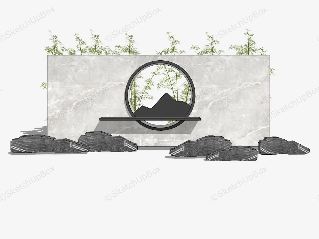 Zen Garden Moon Wall sketchup model preview - SketchupBox