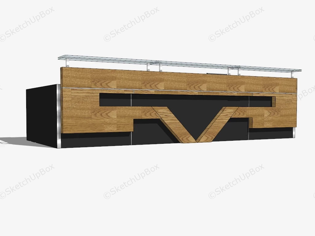 Black Reception Desk With Computer sketchup model preview - SketchupBox